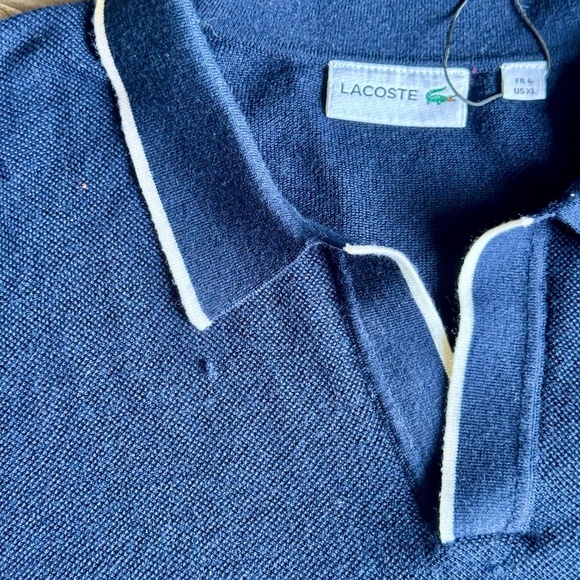 Lacoste Paris Lightweight Pure Wool Polo Sweater Size XL - Picture 3 of 12